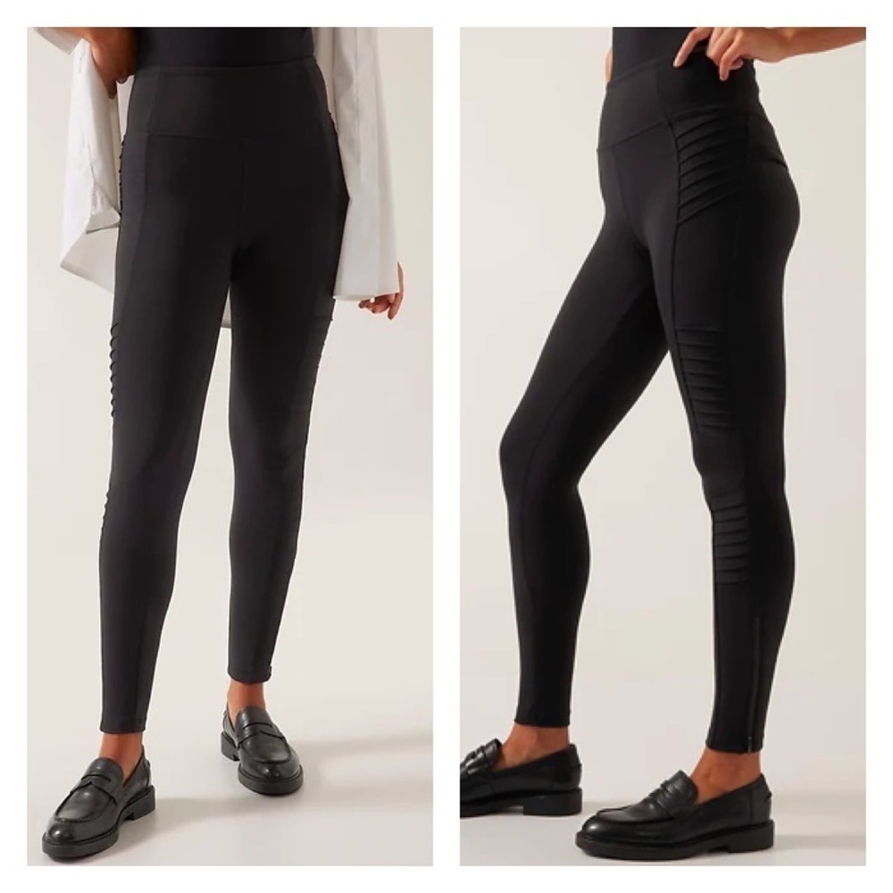 Athleta Delancey Moto High Rise Tight‎ in Black S
